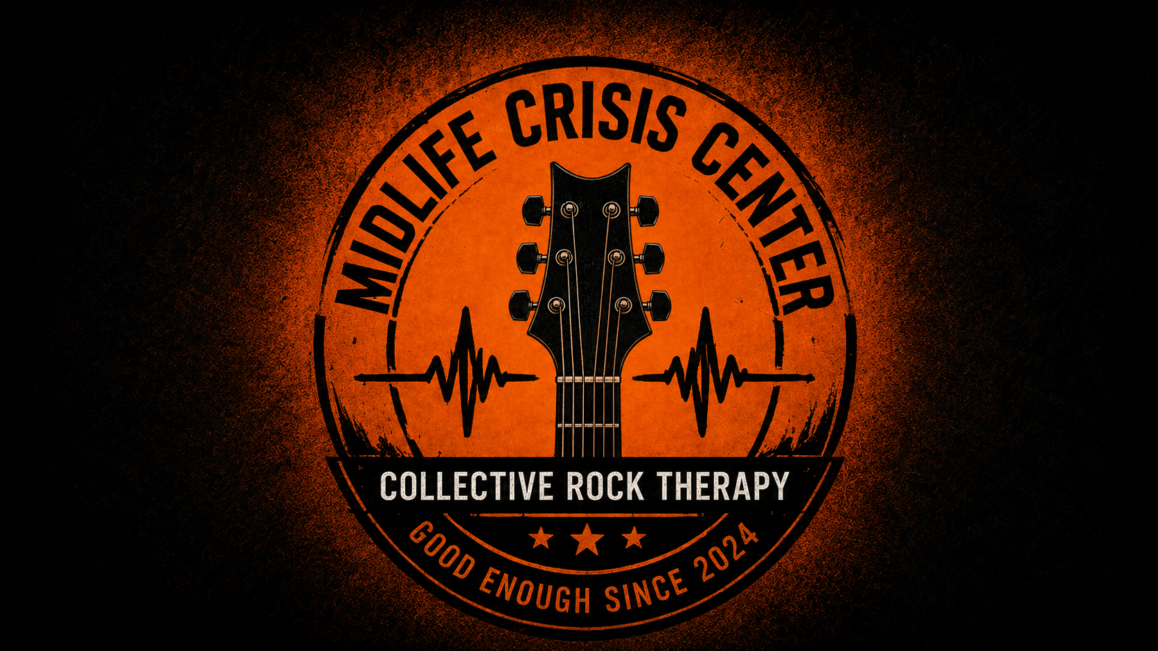 Midlife Crisis Center headstock artwork